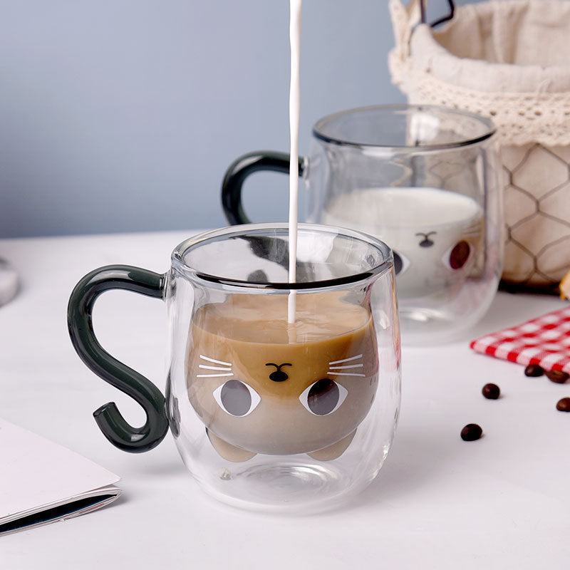 Creative Cat Cup Cartoon Water Cup cCat Cute Creative Coffee Cup Casual Cup Couple Gass Cat Paw Cup