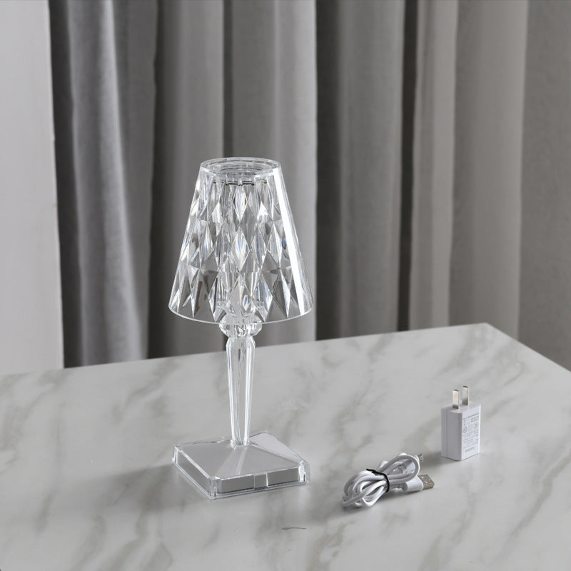 Diamond Acylic Table Lamp Night Light Italy Princess Deck Lamp Modern Atmosphere Touch Table Lamp Home Bedroom Bar Cafe