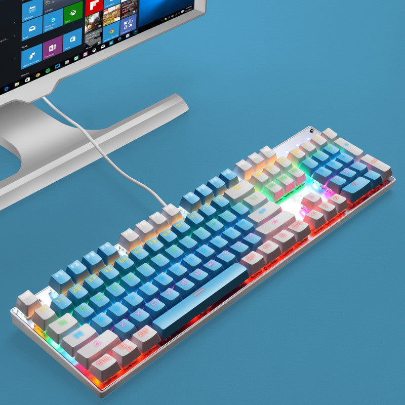 Teclado Punk luminoso, teclado para juegos de ordenador con cable USB