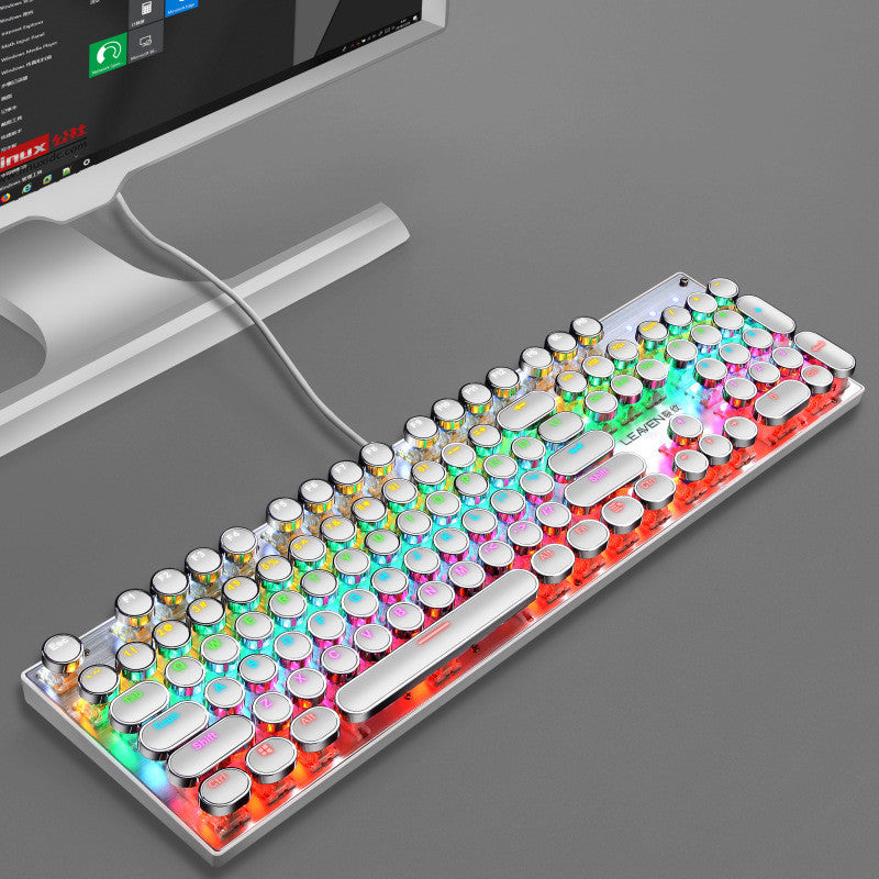 Teclado Punk luminoso, teclado para juegos de ordenador con cable USB