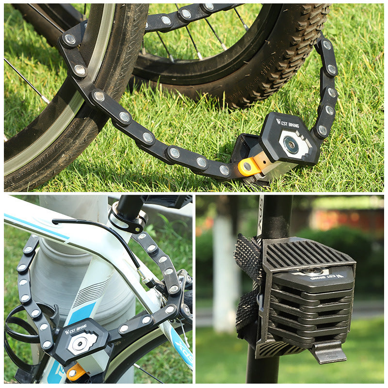 Serrure de vélo pliable avec 3 clés, antivol en alliage, forte sécurité, support de montage pliable pour chaîne de vélo