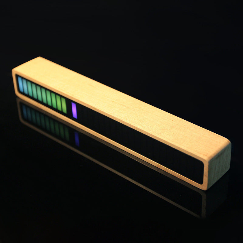 Bois massif Bluetooth commande vocale capteur de rythme lumières musique spectre LED RGB atmosphère de voiture indicateur de niveau Audio VU mètre