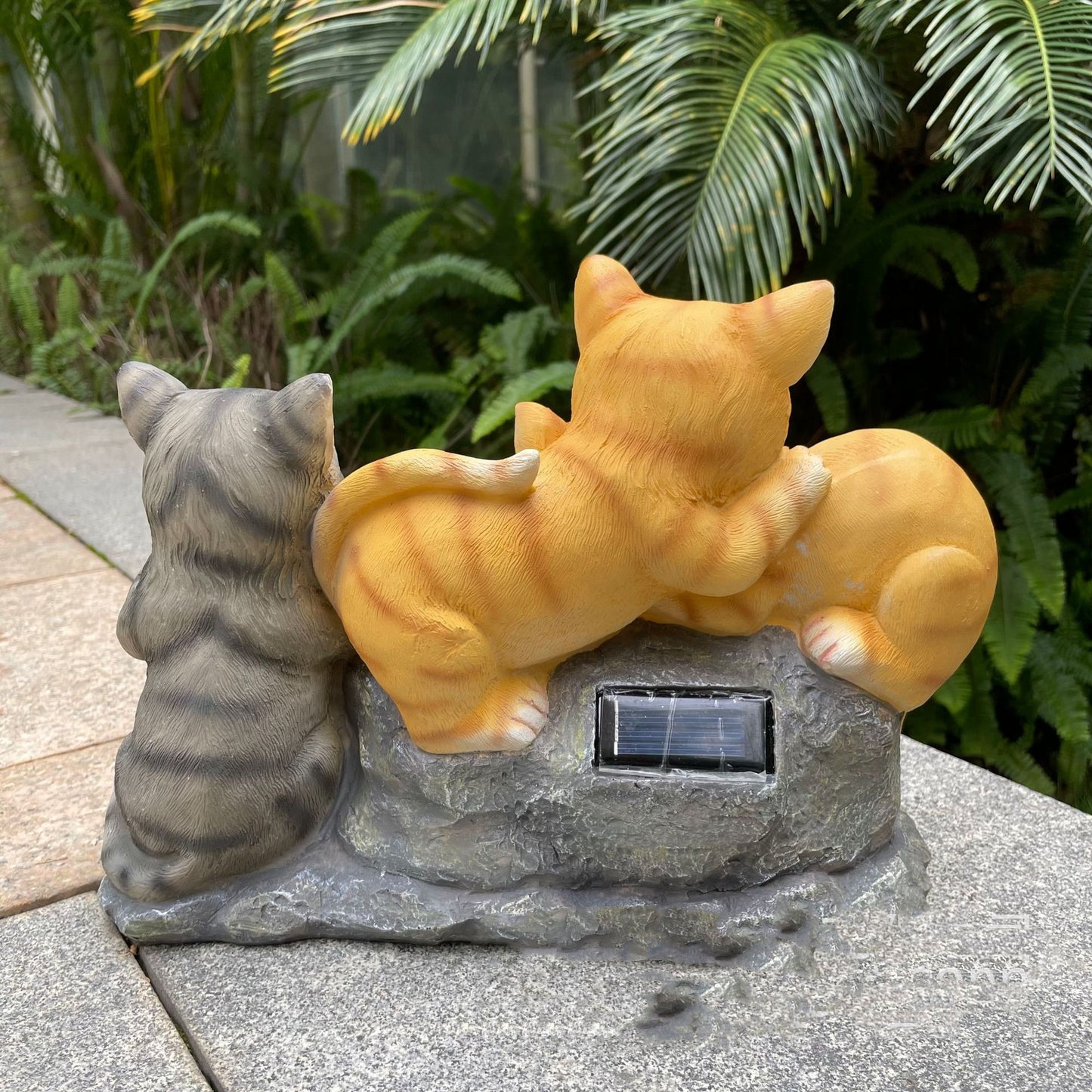 Décoration de jardin de lumière solaire de chat animal en résine réaliste mignon