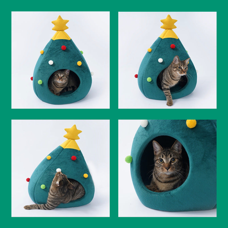 Arbre de noël pour animaux de compagnie, lit pour chat, tapis pour chat, niche en feutre, fournitures pour chat