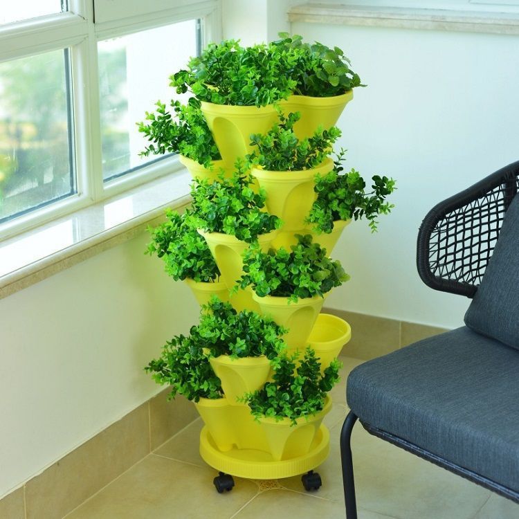 Pot de fleurs en plastique, combinaison de bassin tridimensionnel à 6 couches pour balcon