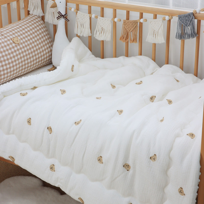 Couette en gaze et duvet de haricots froissés en pur coton pour enfants