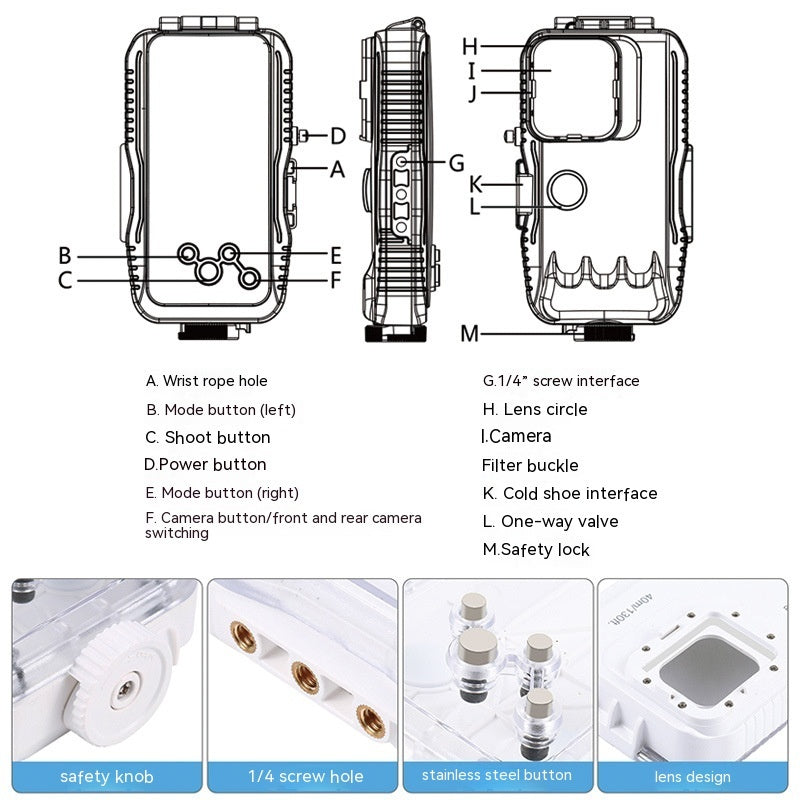 Boîtiers sous-marins applicables pour téléphone portable, boîtier étanche scellé par 40 M