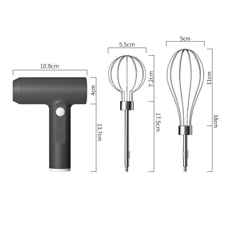 Batteur à oeufs électrique avec 2 batteurs à fil mélangeur de nourriture portable fouet mélangeur de nourriture à main à 3 vitesses, batteur à oeufs portatif rechargeable par USB