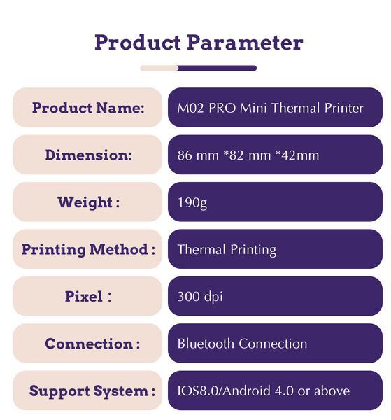 Mini-imprimante d'étiquettes thermique portable de poche