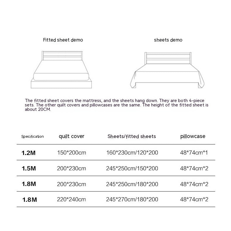 Juego de cama de cuatro piezas de algodón de fibra larga