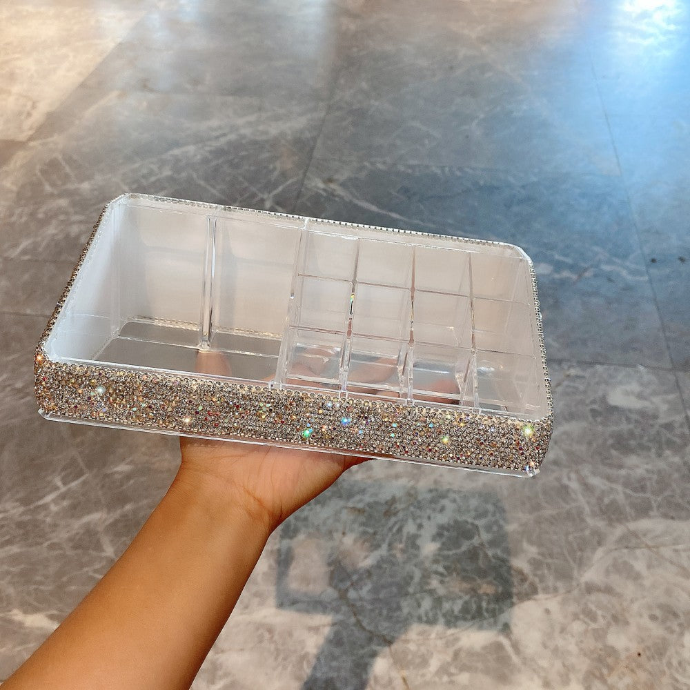 Diamond Transparent Makeup Brush Eyebrow Pencil Storage Box