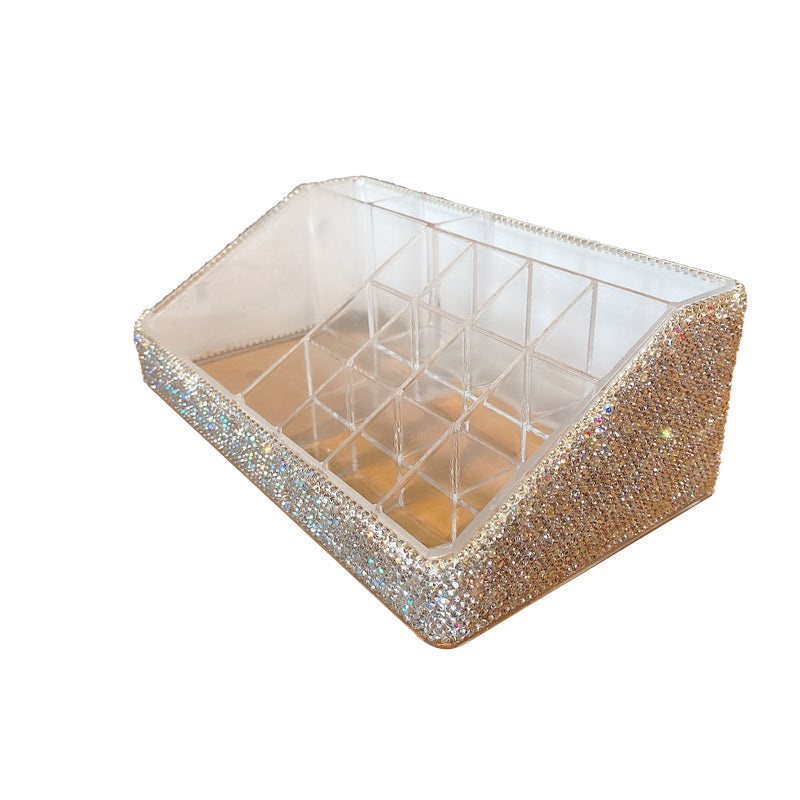 Boîte de rangement transparente pour crayons à sourcils et pinceaux de maquillage, diamant