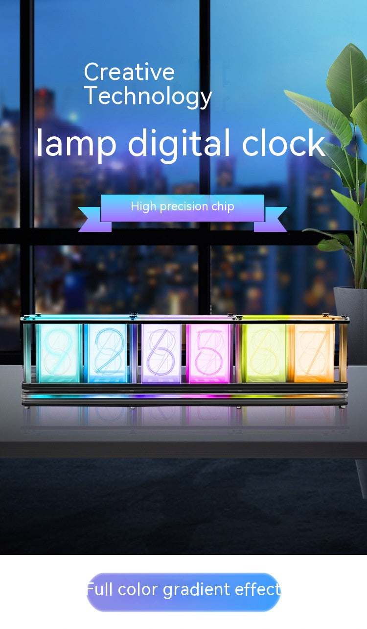 Light Pipe Digital Clock Creative RGB Full Color Diy Decoration Creative Gift