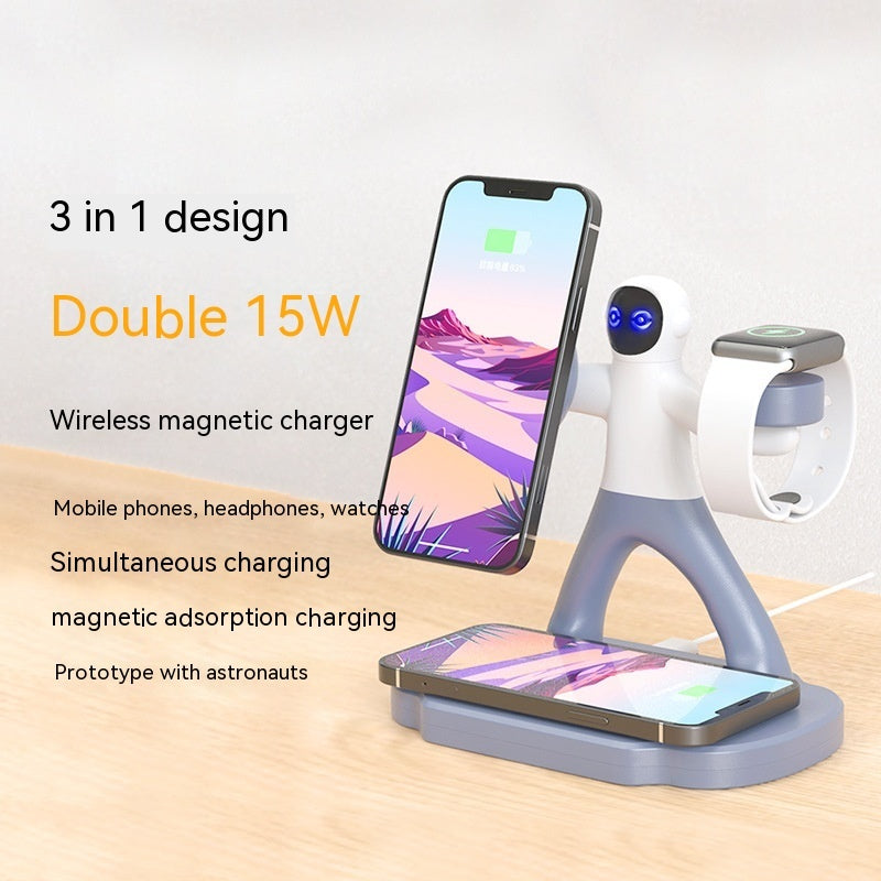 Chargeur magnétique sans fil trois en un double téléphone portable 15W Charge rapide