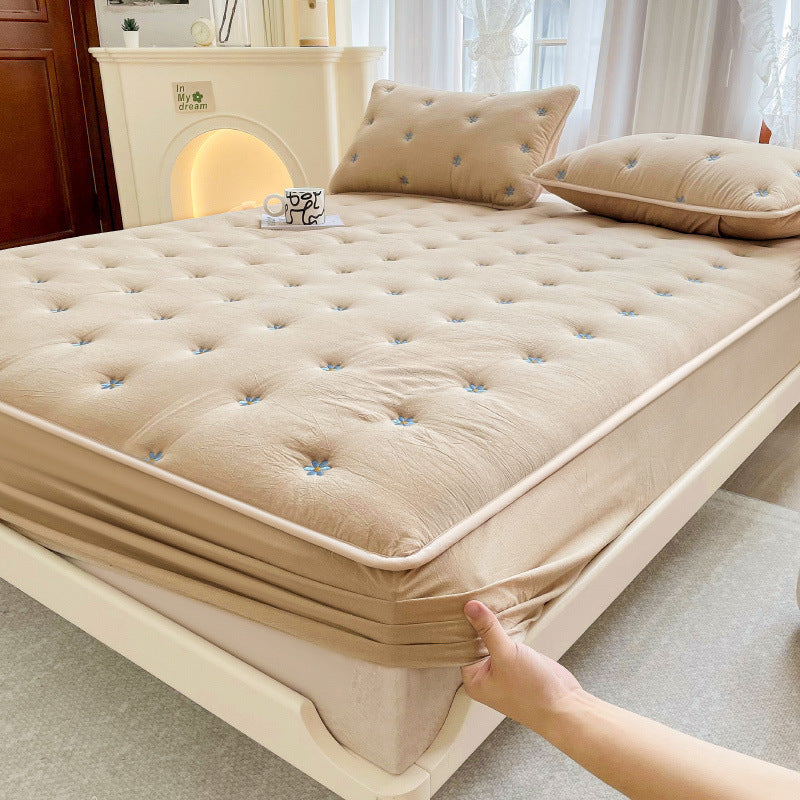 Housse de matelas de protection tout compris en coton et soja brodés, une pièce en fibre