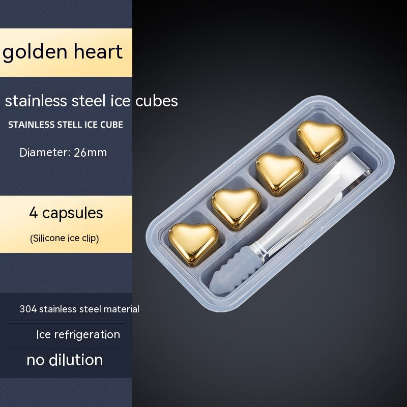 304 Heart-shaped Gold Stainless Steel Ice Cube