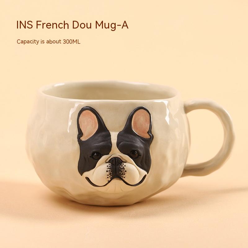 Taza de café Bulldog Francés hecha a mano Diseño original