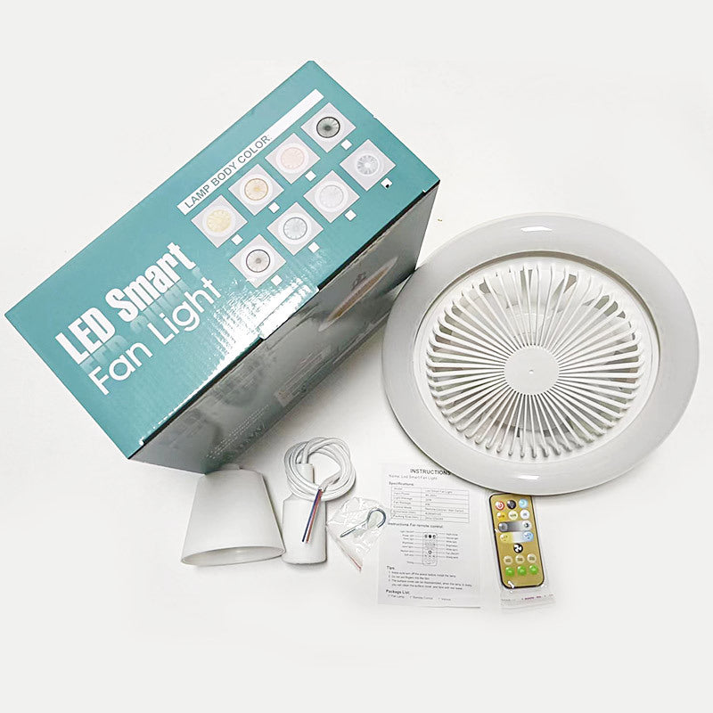 Ventilateur de plafond rond télécommandé de 26cm, avec lampe LED E27, 30W, ventilateur suspendu, pour la maison, la chambre à coucher, le bureau, ventilateur de refroidissement de l'air