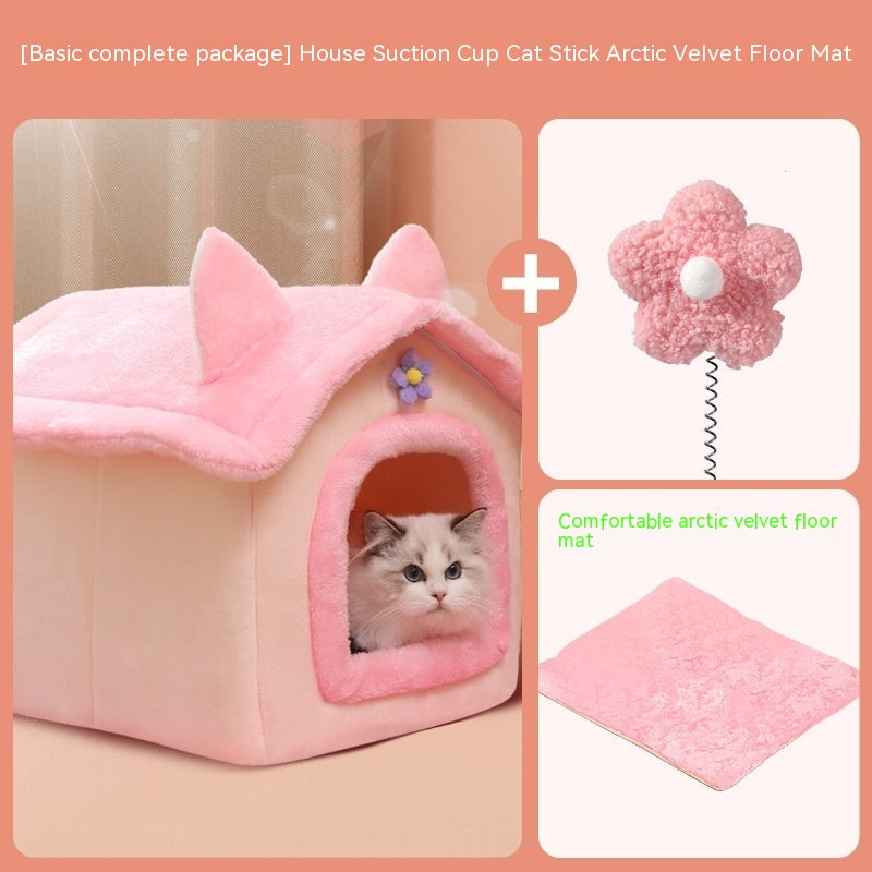 Cute Princess Cat Nest Thickened Puppet Winter Cat Pet Princess Bed