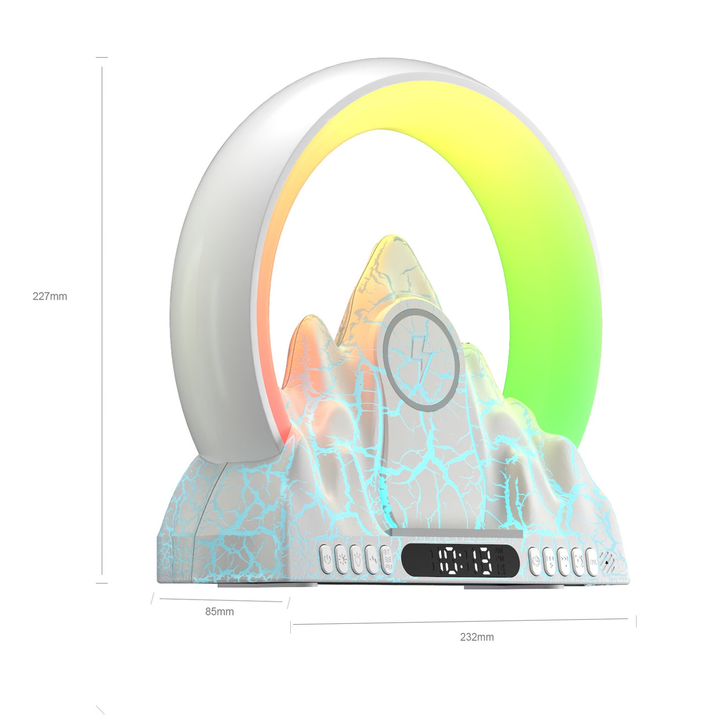 Reloj despertador de carga inalámbrico Colorful Flame Mountain