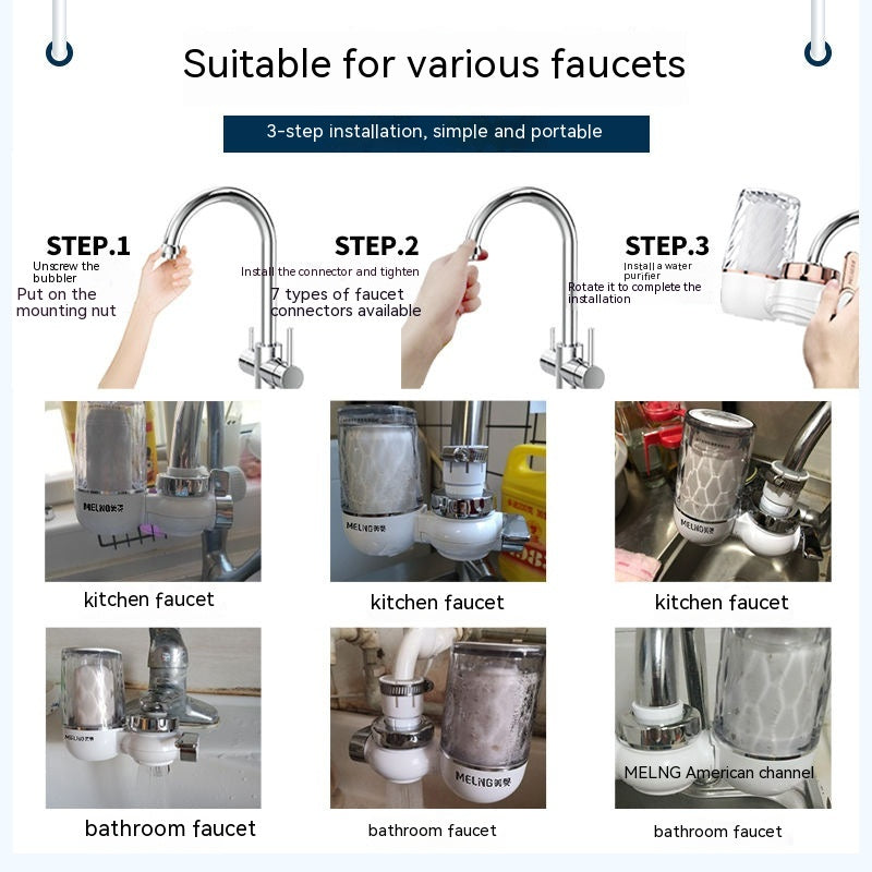 Faucet Water Purifier Filter Household Kitchen Tap Water Water Filter Kitchen And Bathroom Dual-use Front Water Purifier