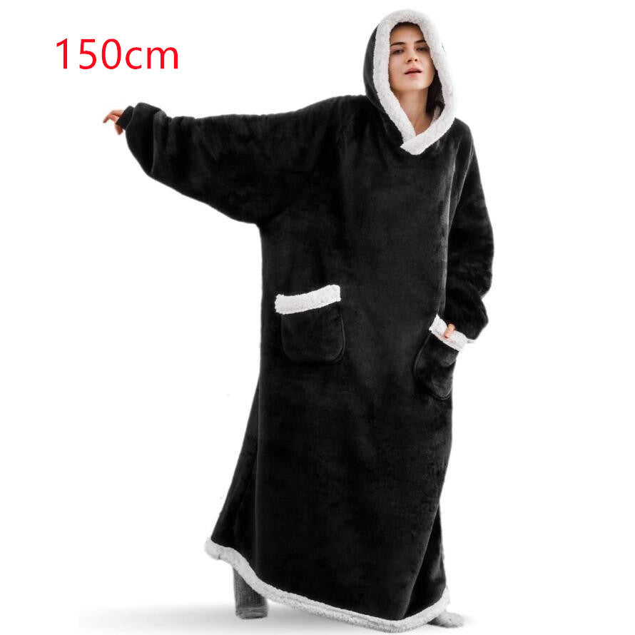 Manta con capucha de TV de invierno, ropa cálida para el hogar, jersey de gran tamaño para hombres y mujeres con bolsillos