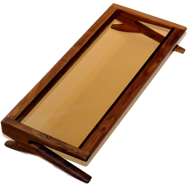 Black Walnut Solid Wood Glass Laptop Desktop Riser