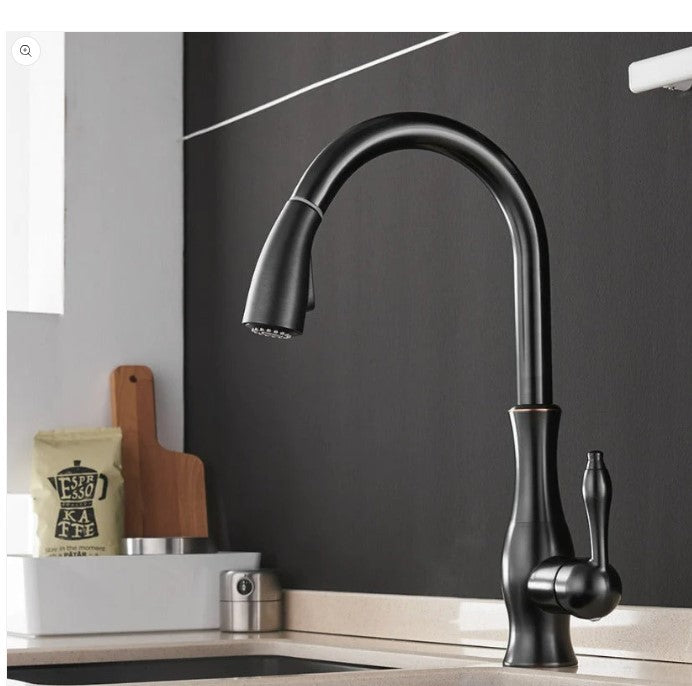 French Retro Pull Faucet Copper Classical Faucet Kitchen Sink Vegetable Basin Creative Hot And Cold Water Head