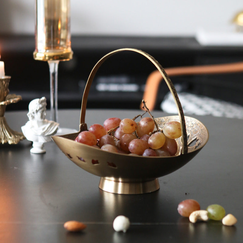 Copper Fruit Plate Snack Bowl Decoration Dining Table Living Room Soft Decoration Crystal Fruit Plate