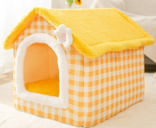 Casa plegable para perros, cama para Gato, Villa para perros de invierno, caseta para dormir, nido extraíble, cueva cerrada cálida, sofá, suministros para mascotas