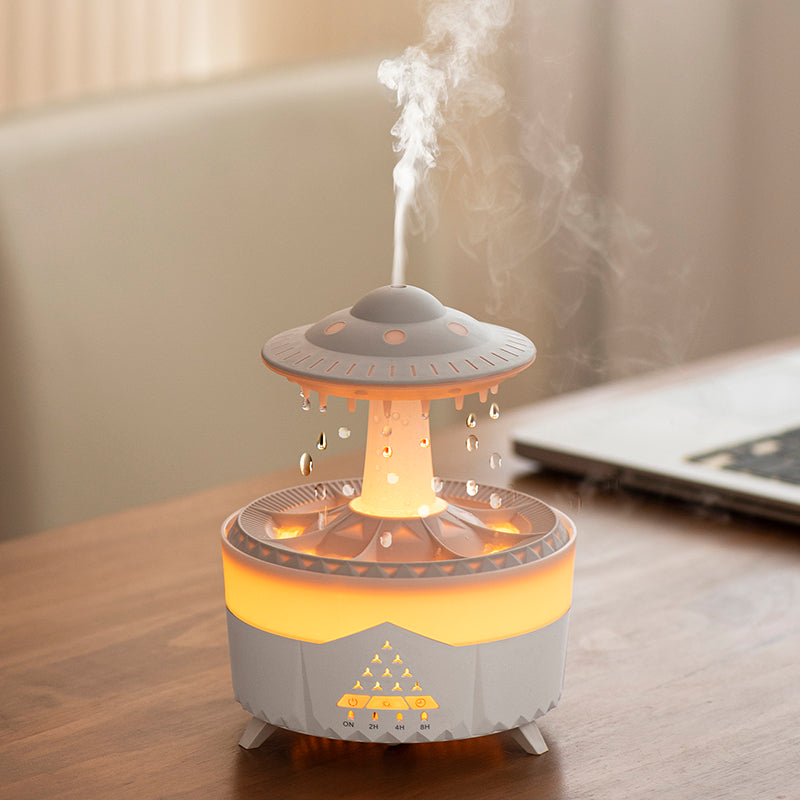 Humidificateur de pluie UFO goutte de pluie aromathérapie goutte d'eau ultrasonique humidificateur de pluie d'air 350 ml 7 couleurs lampe LED diffuseur d'arôme de goutte de pluie