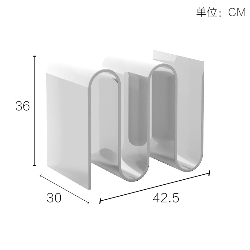 Sofá casero transparente estilo crema, mesa esquinera minimalista para sala de estar, revistero