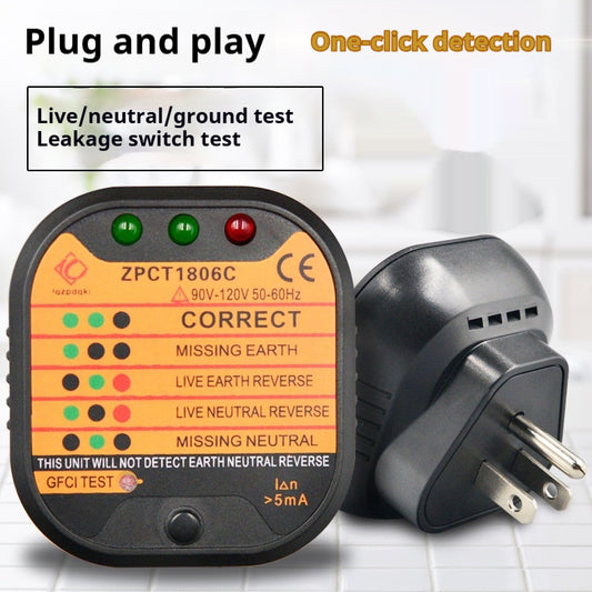 Leakage Plug Polarity Detection Ground Line Current Detection Electroscope Socket Tester