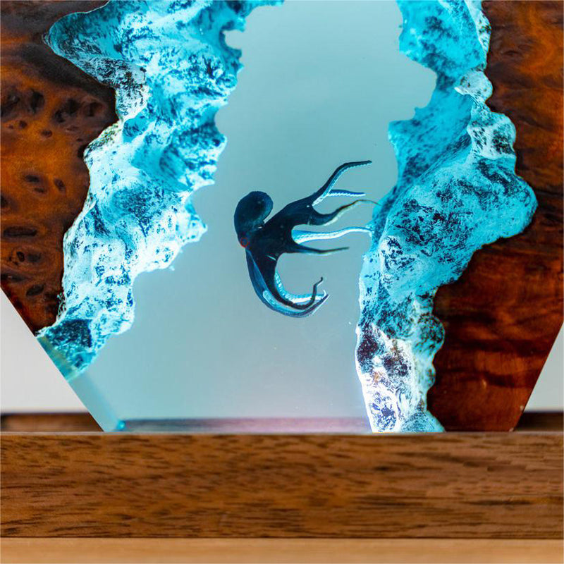 Resin Small Night Lamp 3D Diver Octopus Epoxy Handmade Crafts Decoration