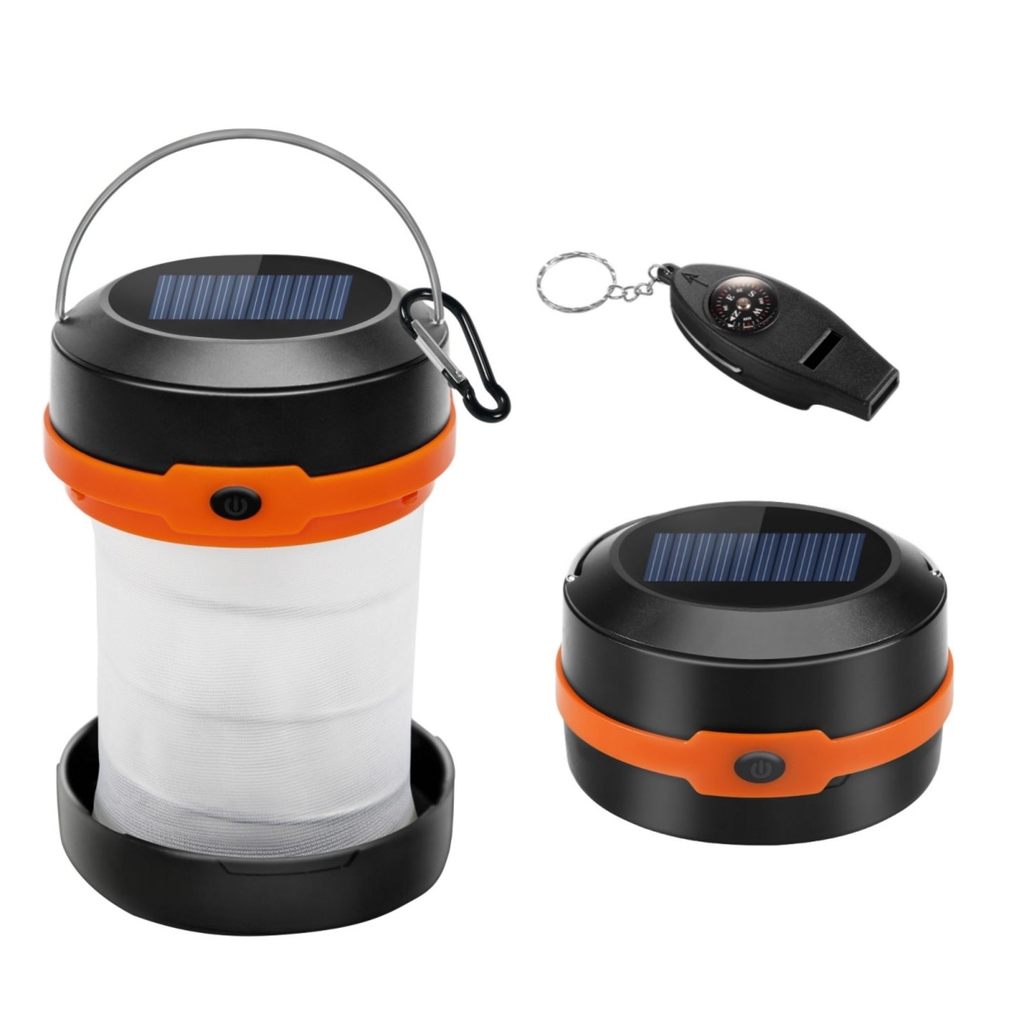 Wanjo Lampes solaires de camping pliables à LED avec sifflet multifonctionnel gratuit, lanterne de camping rechargeable, équipement extérieur portable pour le camping, les voyages, la pêche