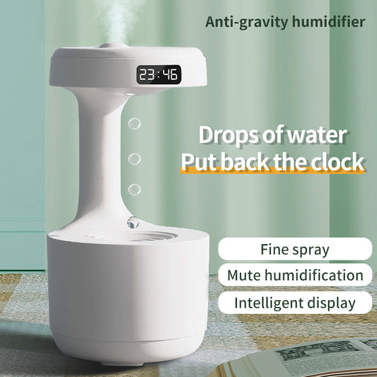 Humidificateur anti-gravité de chambre à coucher avec horloge diffuseur d'arôme à reflux goutte d'eau grande capacité bureau chambre muet pulvérisateur domestique à brouillard épais