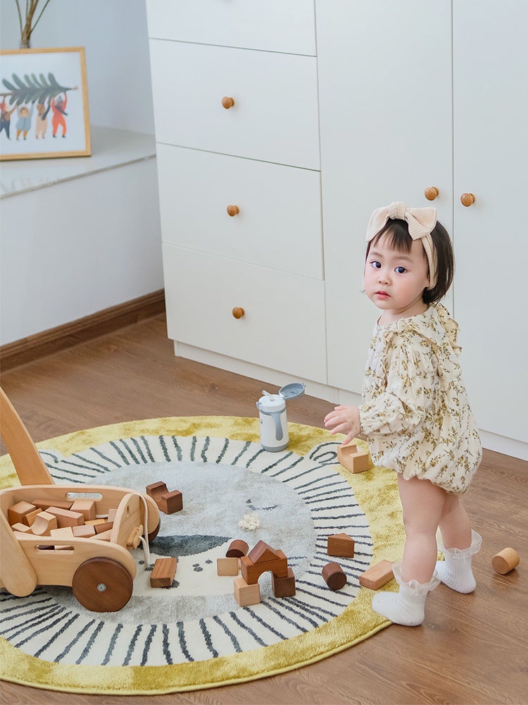 Tapis rond pour chambre d'enfant, animaux de dessin animé