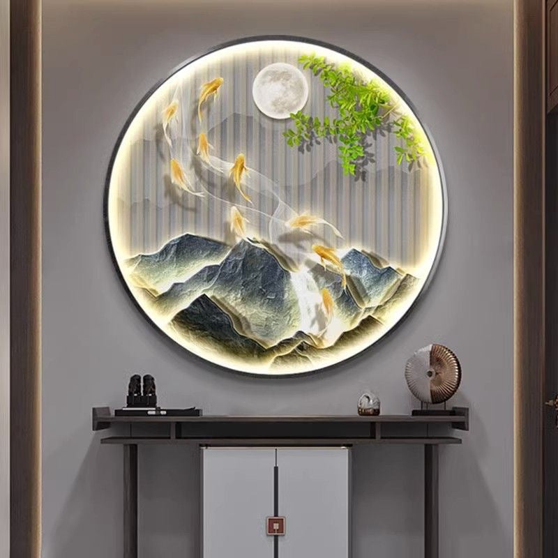 Nine Fish Pattern Entrance Decoration Aisle Wall Hanging Painting