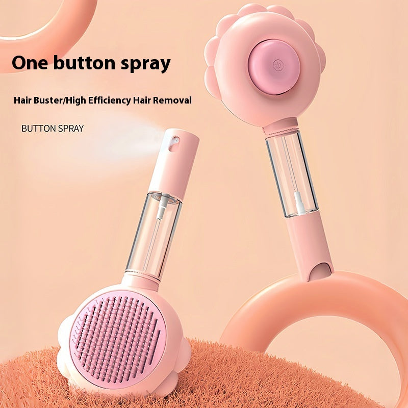 Peigne à brosse autonettoyant 2 en 1 pour chien avec spray pour toilettage d'animaux de compagnie