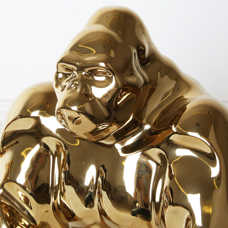 Nordic Plated Gold Ceramic Orangutan Ornaments