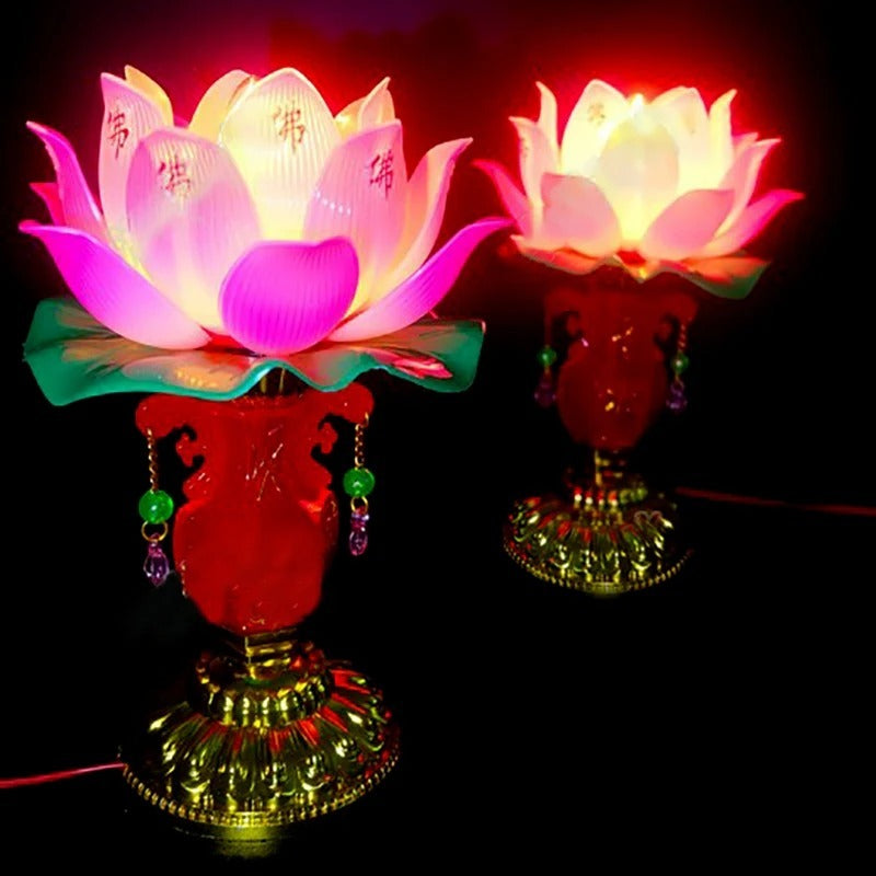 LED Lotus Buddhist Lamp Buddhism Faith Suppy Buddhism Prayer Lights