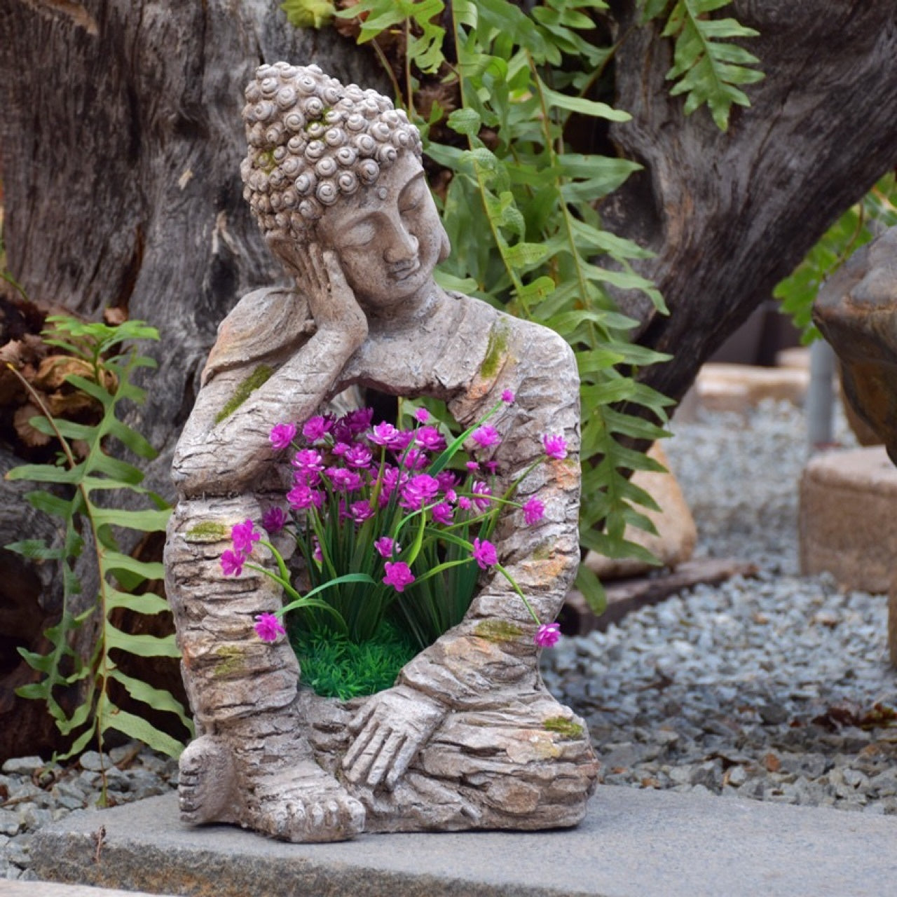 Statue de bouddha Zen en résine, Pot de fleur, paysage de cour, aménagement de balcon, décoration de jardin