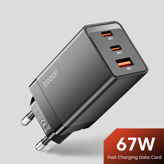 Chargeur de pôle 67 W Chargeur de charge rapide à trois ports en nitrure de gallium