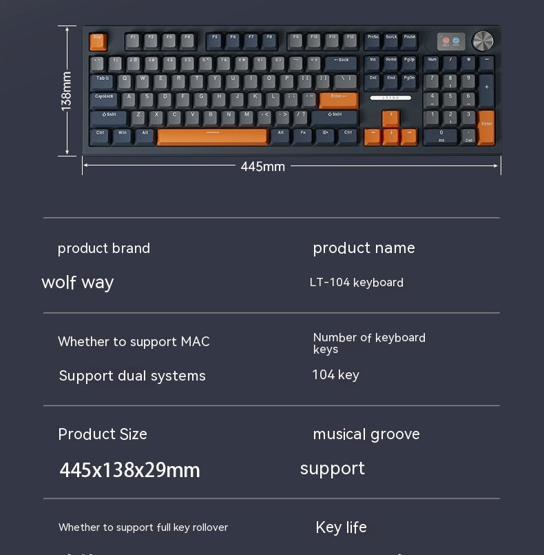 Teclado mecánico inalámbrico Bluetooth de tres modos