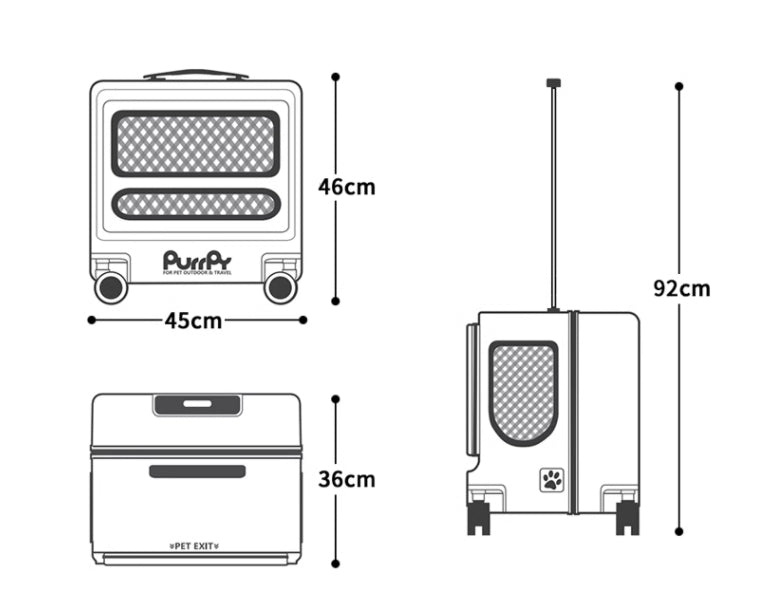 Valise à roulettes élégante et portable de grande capacité pour animaux de compagnie