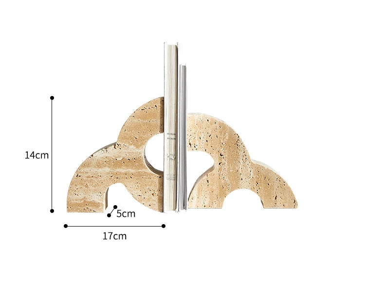 Sujetalibros geométrico de piedra de cueva amarilla minimalista moderno, decoración de muestra para habitación, oficina de estudio