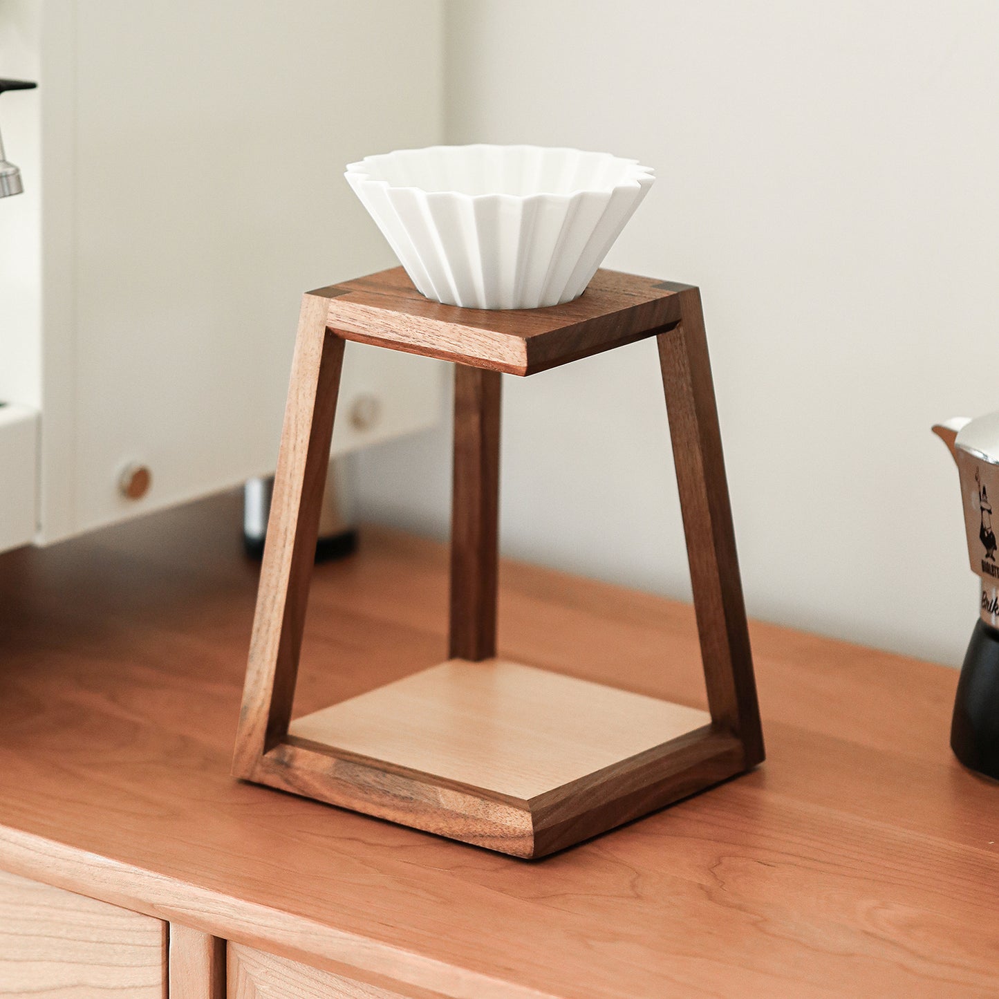 Soporte de café para vertido de madera maciza para el hogar, para acampar al aire libre