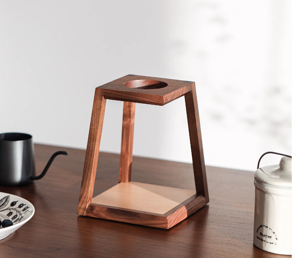 Soporte de café para vertido de madera maciza para el hogar, para acampar al aire libre