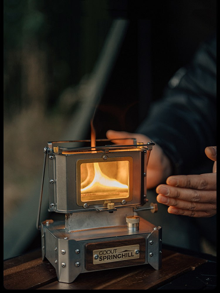 Lampe en verre de Camping, Mini poêle pour faire bouillir le thé