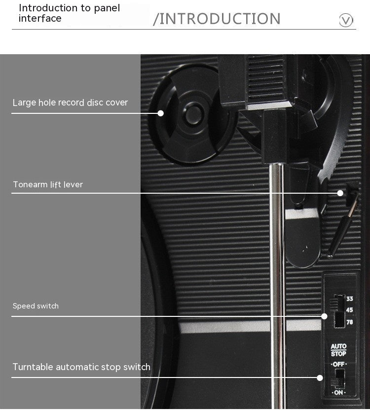 Tourne-disque vinyle rétro phonographe à texture acajou